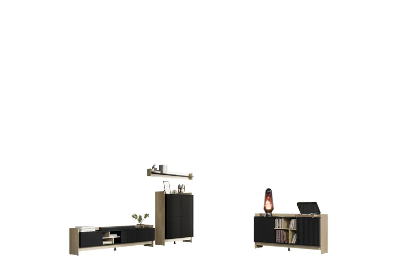 Polina Møbelsæt til Stue, Brun / Sort