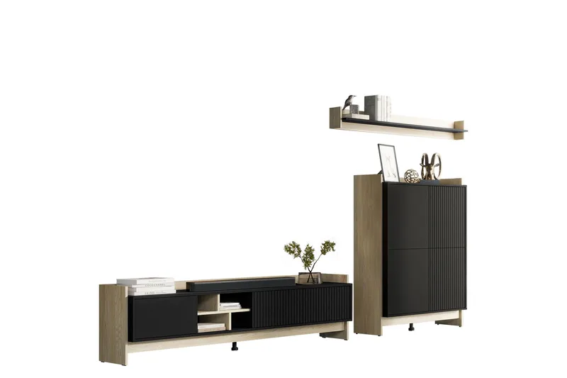 Polina Møbelsæt til Stue, Brun / Sort