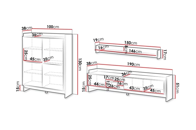 Polina Møbelsæt til Stue - Brun / Sort - Møbler - Møbelsæt - Møbelsæt til stuen
