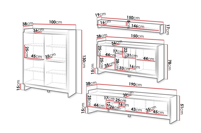 Polina Møbelsæt til Stue - Brun / Sort - Møbler - Møbelsæt - Møbelsæt til stuen
