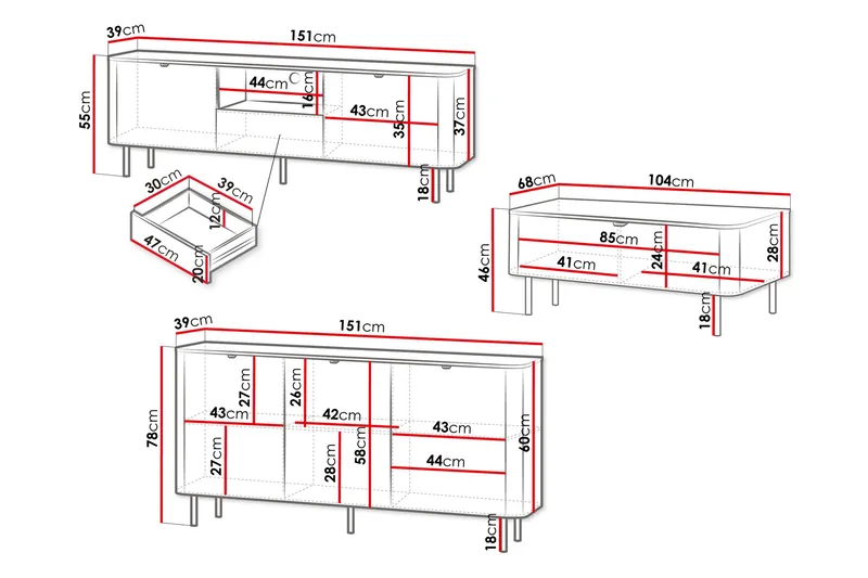 Pollena Møbelsæt Til Stue - Brun - Møbler - Møbelsæt - Møbelsæt til stuen