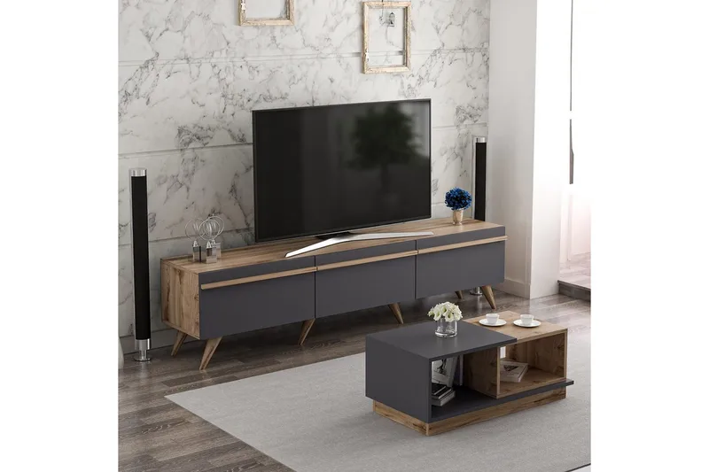Ravinarville Møbelsæt til Stuen - Antracit/Valnød - Møbler - Møbelsæt - Møbelsæt til stuen
