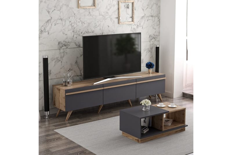 Ravinarville Møbelsæt til Stuen - Antracit/Valnød - Møbler - Møbelsæt - Møbelsæt til stuen