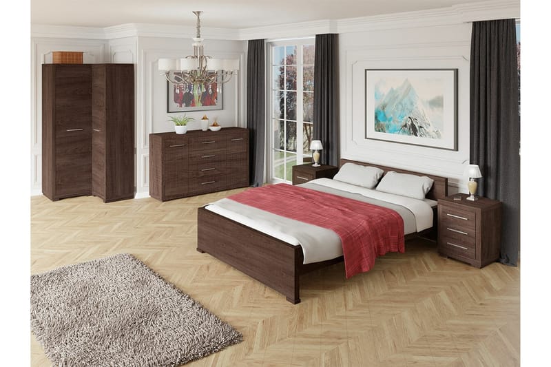 Rosehall Møbelsæt til Soveværelse - Mørkebrun - Møbelsæt til soveværelse