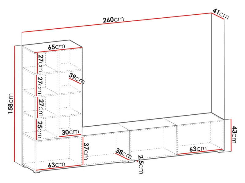 Rylar TV-enhed 260 cm - Møbler - Møbelsæt - Møbelsæt til stuen