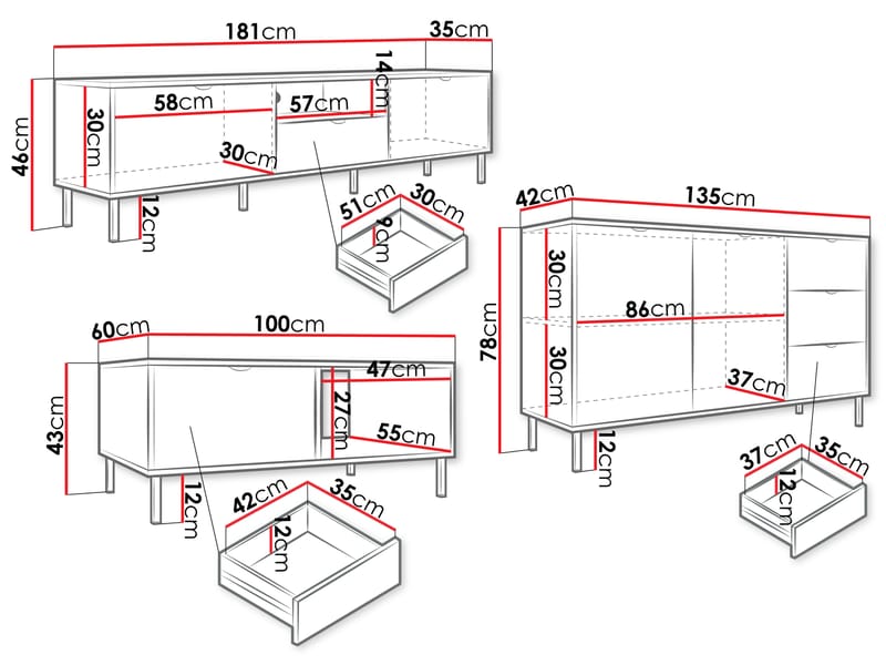 Salmor Møbelsæt til stue - Hvid - Møbler - Møbelsæt - Møbelsæt til stuen