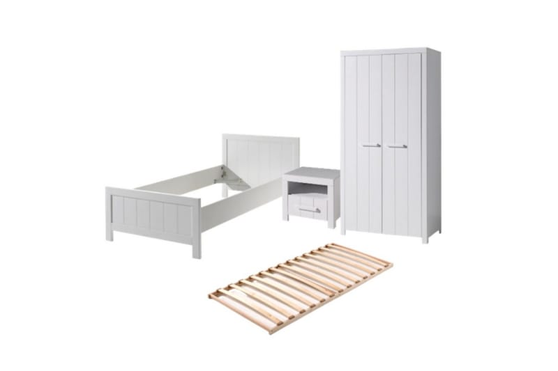 Seng med lamelbund Natbord 2-dørs garderobeskab Erik, undefined
