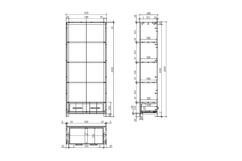Seng med lamelbund Natbord 3-dørs garderobeskab Skrivebord Bogreol Erik - Møbler - Møbelsæt - Møbelsæt til soveværelse