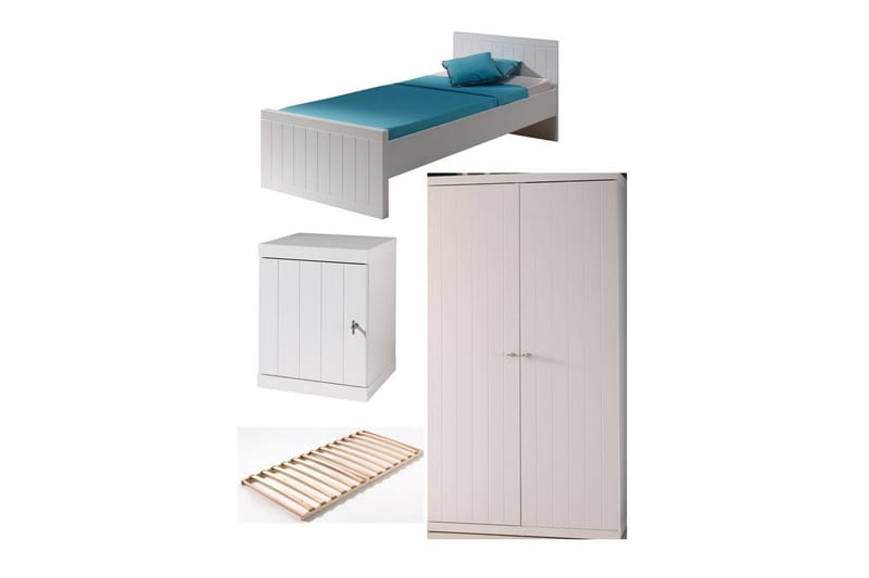 Seng med lamelbund natbord garderobe Robin, undefined
