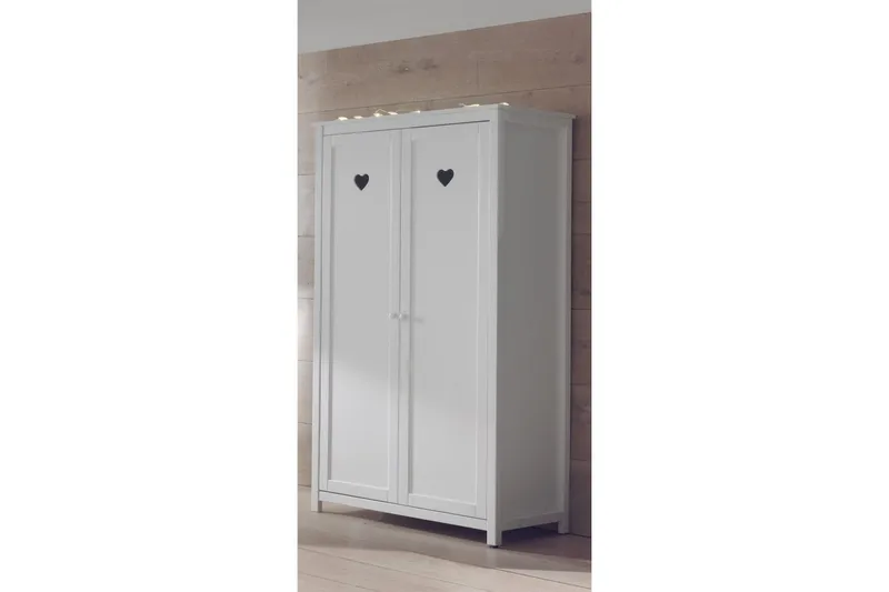 Seng med lamelbund natbord garderobe skuffe Amori Hvid 2-døre - 2-døre - Møbler - Møbelsæt - Møbelsæt til soveværelse