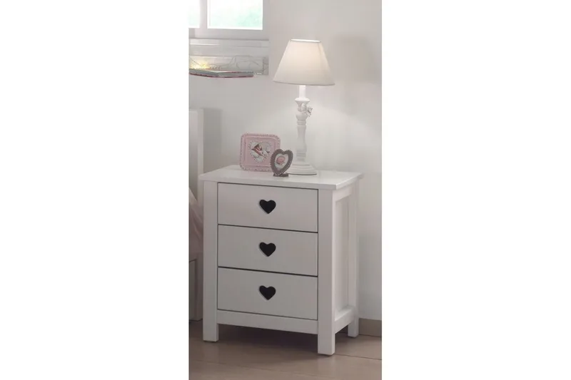 Seng med lamelbund natbord garderobe skuffe Amori Hvid 2-døre - 2-døre - Møbler - Møbelsæt - Møbelsæt til soveværelse