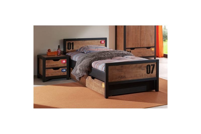 Seng med lamelbund skuffe natbord Alex - Møbler - Møbelsæt - Møbelsæt til soveværelse