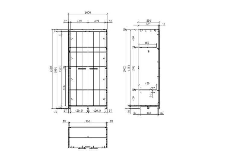 Seng med natbord 2-dørs garderobe Skrivebord Reol Erik - Møbler - Møbelsæt - Møbelsæt til soveværelse