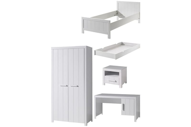 Seng med natbord 2-dørs garderobe Skrivebord Skuffe Erik, undefined