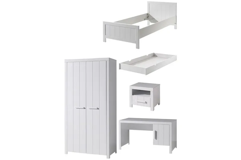 Seng med natbord 2-dørs garderobe Skrivebord Skuffe Erik, undefined