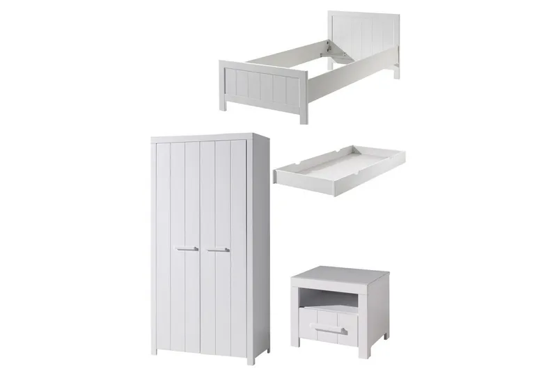 Seng med natbord 2-dørs garderobe Skuffe Erik, undefined