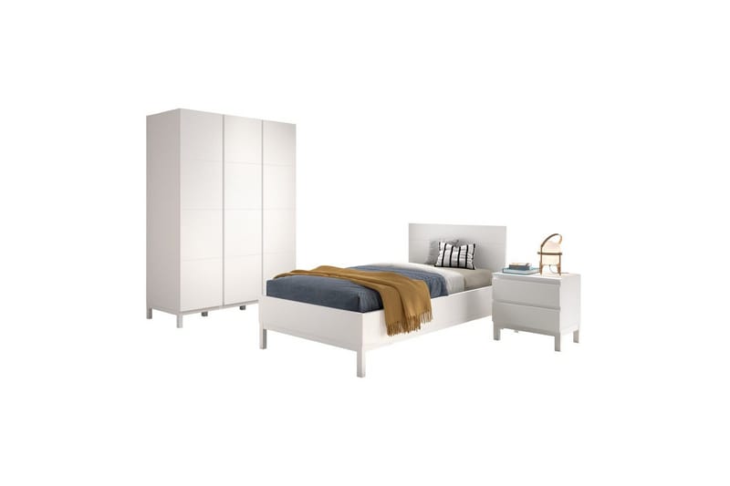 Seng med natbord 3-dørs garderobe Eva, undefined