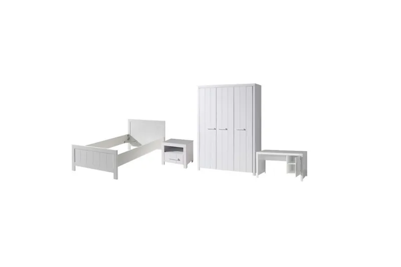 Seng med natbord 3-dørs garderobe Skrivebord Erik, undefined