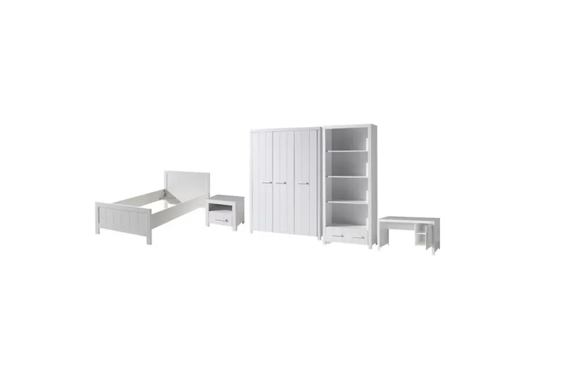 Seng med natbord 3-dørs garderobe Skrivebord Reol Erik, undefined