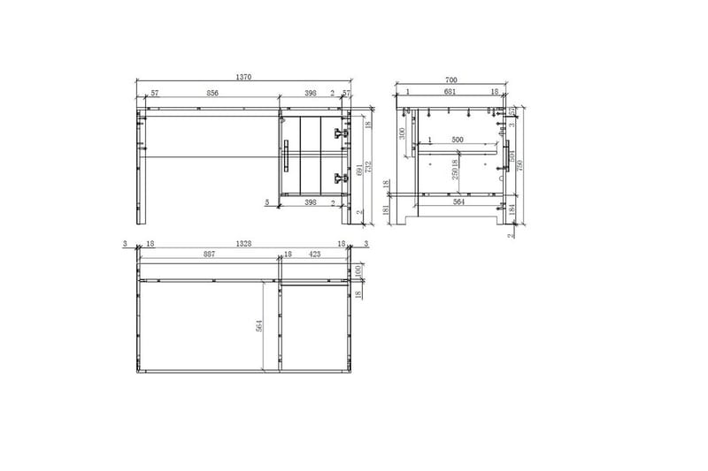 Seng med natbord 3-dørs garderobe Skrivebord Reol Skuffe Erik - Møbler - Møbelsæt - Møbelsæt til soveværelse