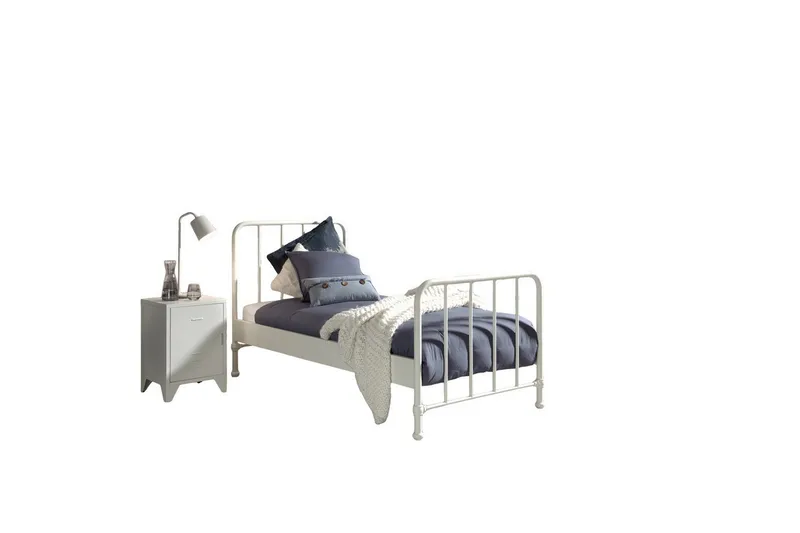 Seng med natbord Bronxx Hvid, Hvid