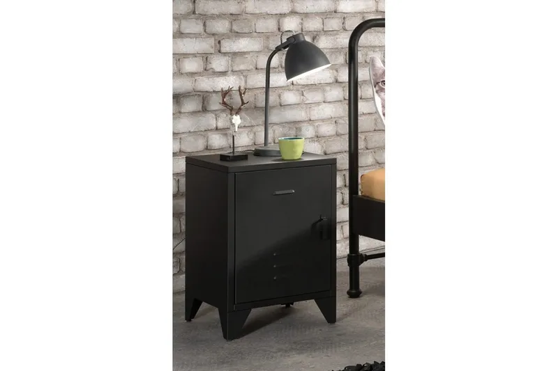 Seng med natbord Bronxx Sort - Sort - Møbler - Møbelsæt - Møbelsæt til soveværelse