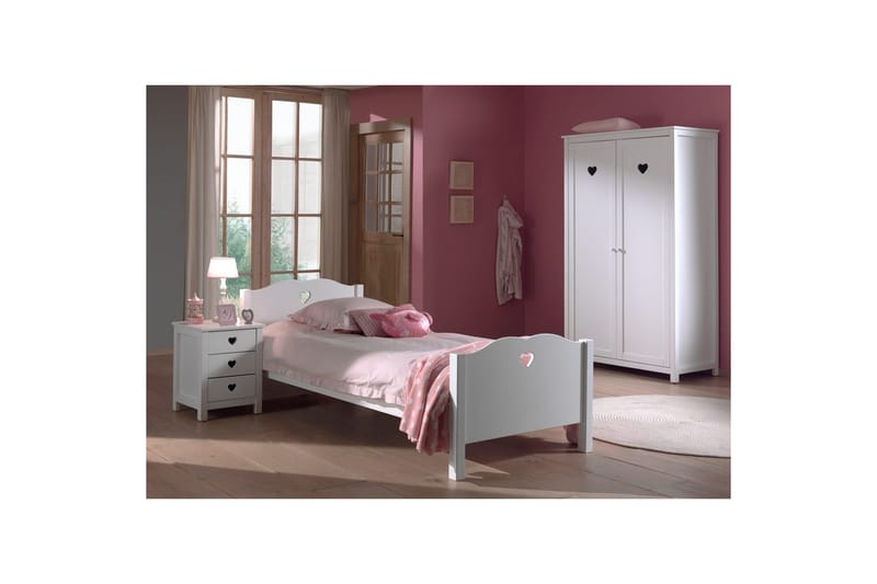 Seng med natbord garderobe Amori Hvid 2-døre - 2-døre - Møbler - Møbelsæt - Møbelsæt til soveværelse