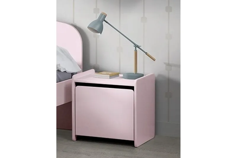 Seng med natbord Væghylder Kiddy Lyserød - Lyserød - Møbler - Møbelsæt - Møbelsæt til soveværelse
