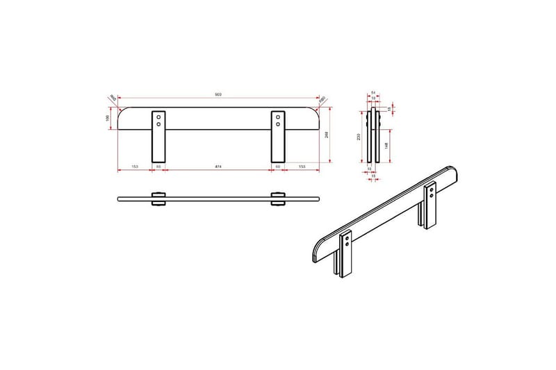 Seng med natbord Væghylder Sikkerhedsskinne Kiddy Mintgrøn - Mintgrøn - Møbler - Møbelsæt - Møbelsæt til soveværelse
