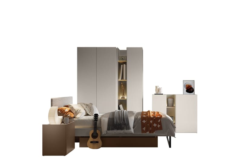 Sigmana Møbelsæt til Soveværelse, Lys Grå/Beige