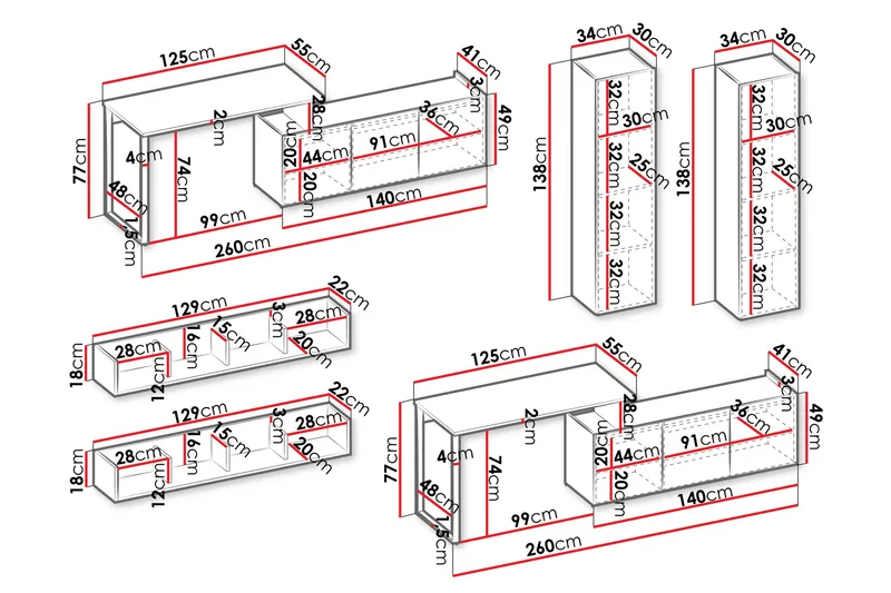 Sigmana Møbelsæt til Stue - Lys Grå/Beige - Møbler - Møbelsæt - Møbelsæt til stuen