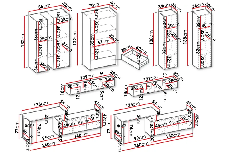 Sigmana Møbelsæt til Stue - Lysegrå/Brun/Beige - Møbler - Møbelsæt - Møbelsæt til stuen