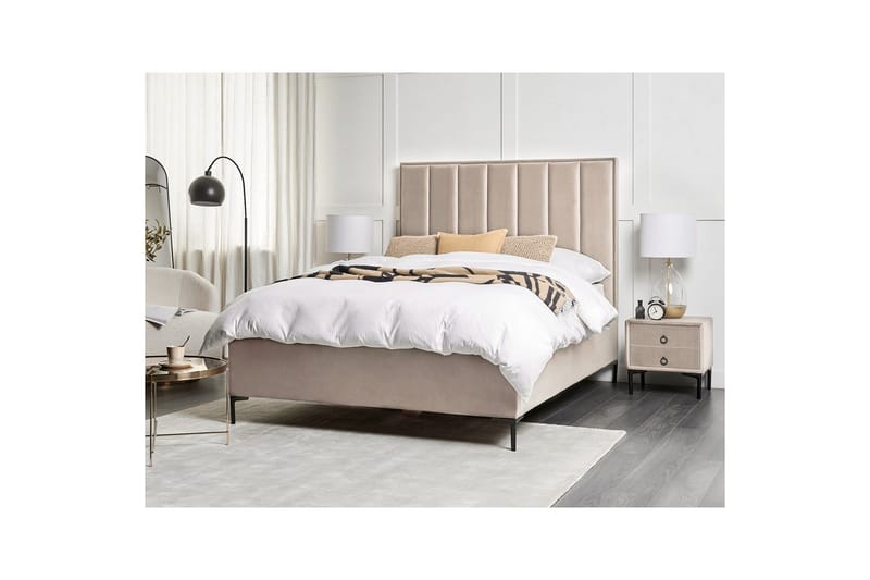 Soveværelsesæt Sezanne Grå/Beige/Sort, 140x200 cm, Fløjl - Grå/Beige/Sort, 140x200 cm, Fløjl - Møbler - Møbelsæt - Møbelsæt til soveværelse