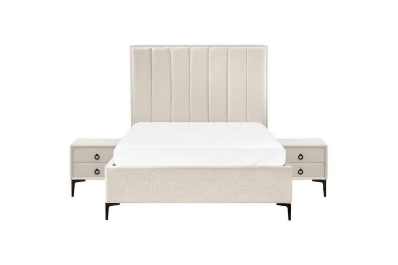 Soveværelsesæt Sezanne Hvid/Sort, 140x200 cm, Bouclé - Hvid/Sort, 140x200 cm, Bouclé - Møbler - Møbelsæt - Møbelsæt til soveværelse