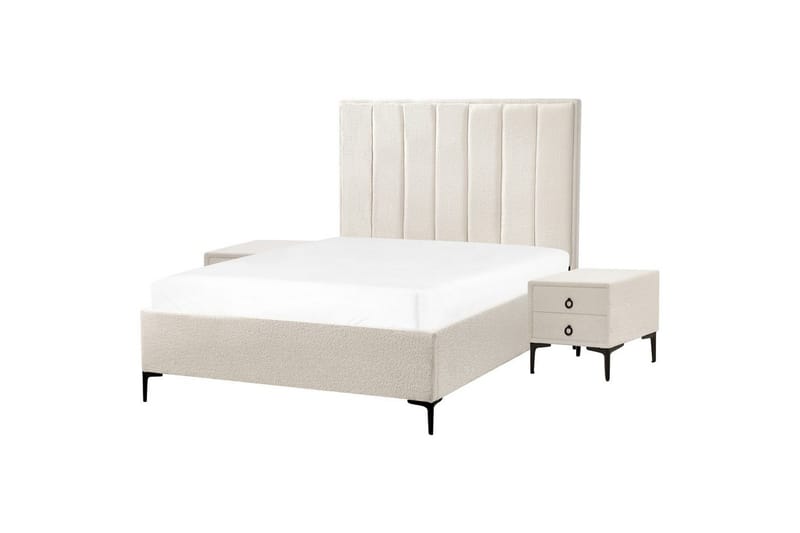 Soveværelsesæt Sezanne Hvid/Sort, 140x200 cm, Bouclé - Hvid/Sort, 140x200 cm, Bouclé - Møbler - Møbelsæt - Møbelsæt til soveværelse