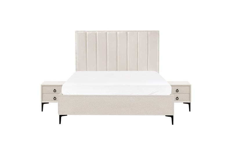 Soveværelsesæt Sezanne Hvid/Sort, 160x200 cm, Bouclé - Hvid/Sort, 160x200 cm, Bouclé - Møbler - Møbelsæt - Møbelsæt til soveværelse