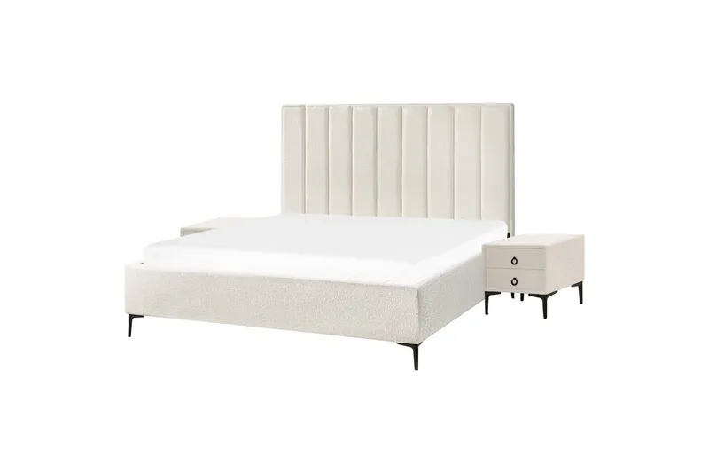 Soveværelsesæt Sezanne Hvid/Sort, 180x200 cm, Bouclé - Hvid/Sort, 180x200 cm, Bouclé - Møbler - Møbelsæt - Møbelsæt til soveværelse
