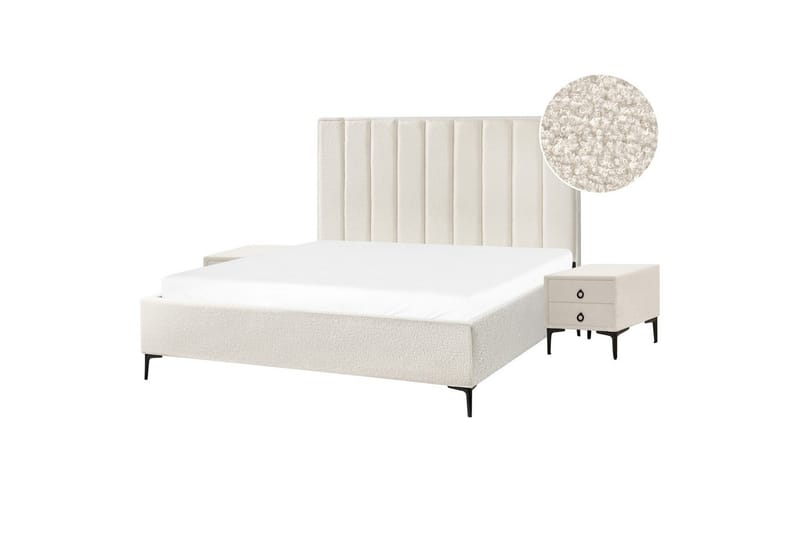 Soveværelsesæt Sezanne Hvid/Sort, 180x200 cm, Bouclé - Hvid/Sort, 180x200 cm, Bouclé - Møbler - Møbelsæt - Møbelsæt til soveværelse