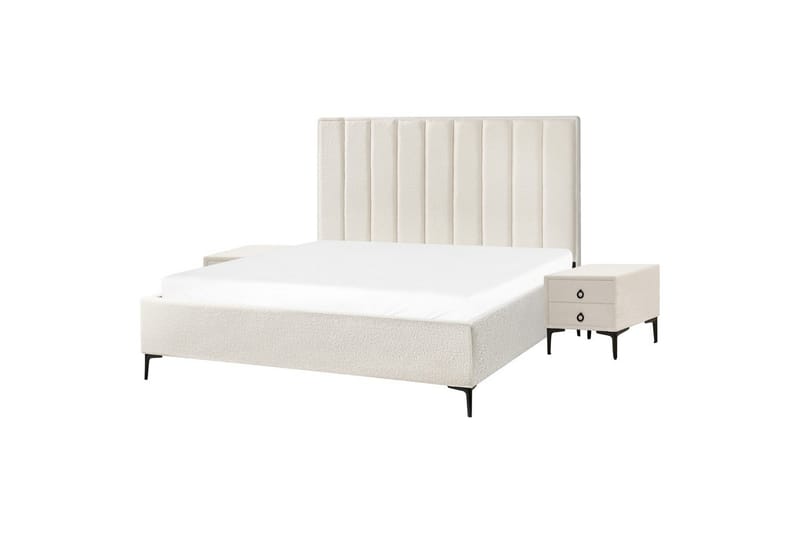 Soveværelsesæt Sezanne Hvid/Sort, 180x200 cm, Bouclé - Hvid/Sort, 180x200 cm, Bouclé - Møbler - Møbelsæt - Møbelsæt til soveværelse