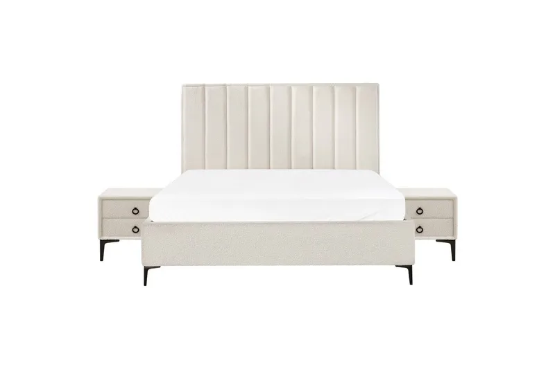 Soveværelsesæt Sezanne Hvid/Sort, 180x200 cm, Bouclé - Hvid/Sort, 180x200 cm, Bouclé - Møbler - Møbelsæt - Møbelsæt til soveværelse