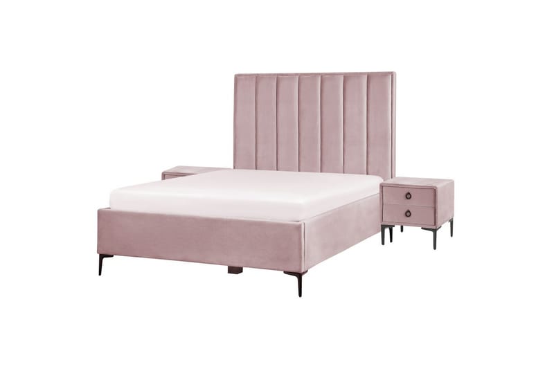 Soveværelsesæt Sezanne Rosa/Sort, 140x200 cm, Fløjl - Rosa/Sort, 140x200 cm, Fløjl - Møbler - Møbelsæt - Møbelsæt til soveværelse
