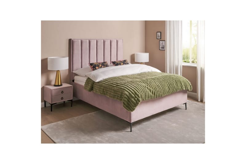 Soveværelsesæt Sezanne Rosa/Sort, 140x200 cm, Fløjl - Rosa/Sort, 140x200 cm, Fløjl - Møbler - Møbelsæt - Møbelsæt til soveværelse