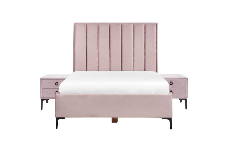 Soveværelsesæt Sezanne Rosa/Sort, 140x200 cm, Fløjl - Rosa/Sort, 140x200 cm, Fløjl - Møbler - Møbelsæt - Møbelsæt til soveværelse