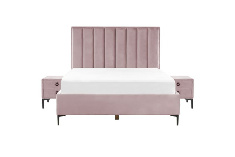 Soveværelsesæt Sezanne Rosa/Sort, 160x200 cm, Fløjl - Rosa/Sort, 160x200 cm, Fløjl - Møbler - Møbelsæt - Møbelsæt til soveværelse