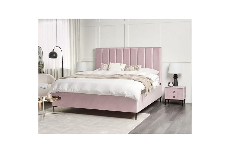 Soveværelsesæt Sezanne Rosa/Sort, 180x200 cm, Fløjl - Rosa/Sort, 180x200 cm, Fløjl - Møbler - Møbelsæt - Møbelsæt til soveværelse