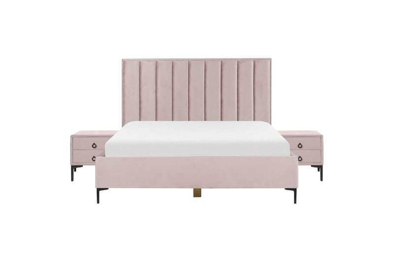 Soveværelsesæt Sezanne Rosa/Sort, 180x200 cm, Fløjl - Rosa/Sort, 180x200 cm, Fløjl - Møbler - Møbelsæt - Møbelsæt til soveværelse