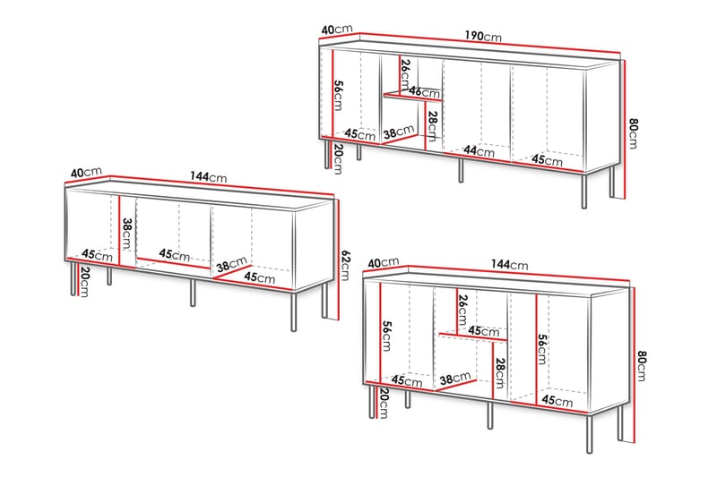 Stintino Møbelsæt Til Stuen - Sort/Brun - Møbler - Møbelsæt - Møbelsæt til stuen
