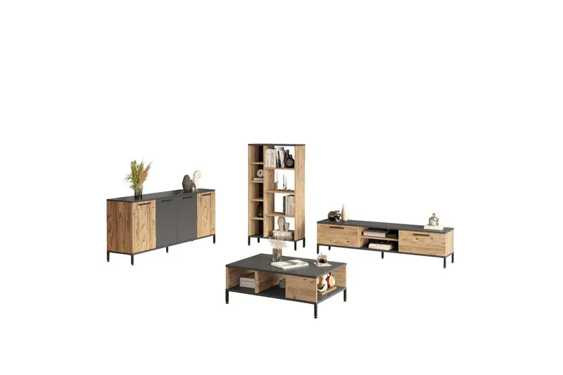 Stuemøbel Sæt Harbour Atlantic Fyrretræ / Antracit, Natur/Antracit