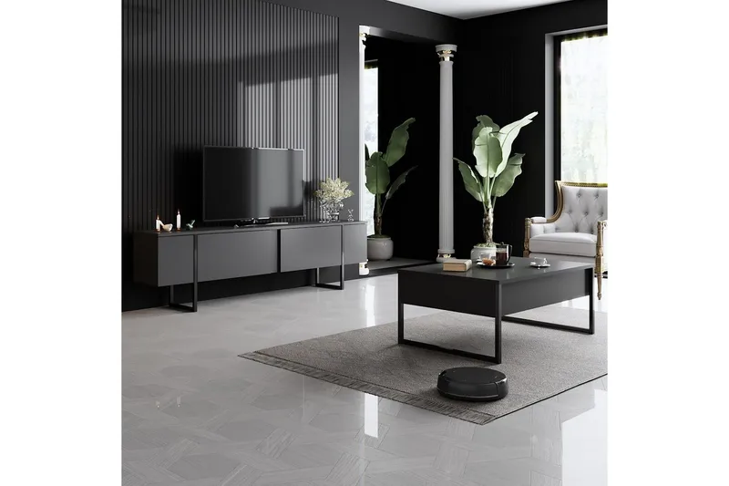 Stuemøbel Sæt Masafumie Sæt Antracit / Sort - Antracit / Sort - Møbler - Møbelsæt - Møbelsæt til stuen