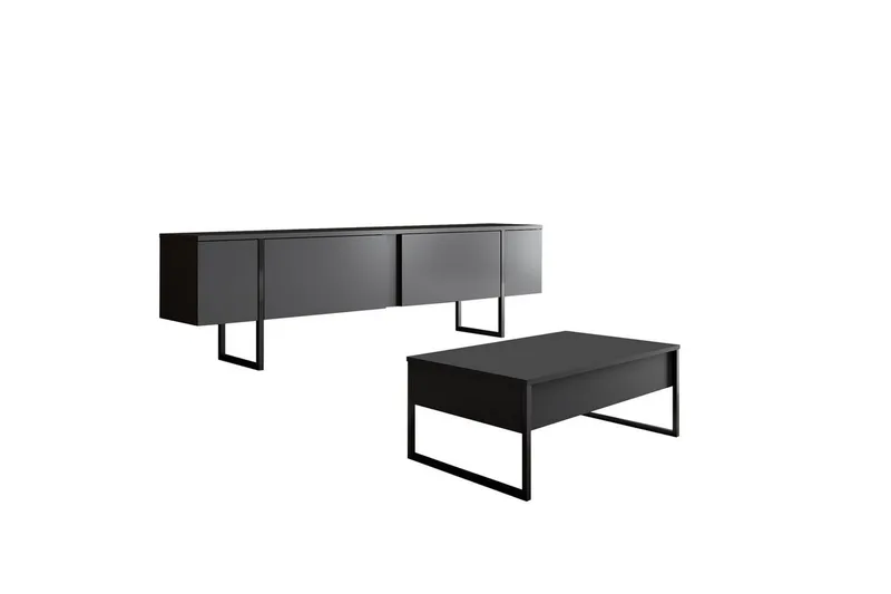 Stuemøbel Sæt Masafumie Sæt Antracit / Sort - Antracit / Sort - Møbler - Møbelsæt - Møbelsæt til stuen